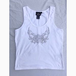 SOLD Harley Davidson Rhinestone White Tank Top